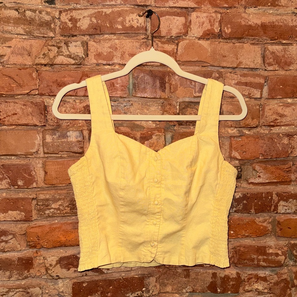 Old Navy Pale Yellow Square-Neck Cropped Tank
